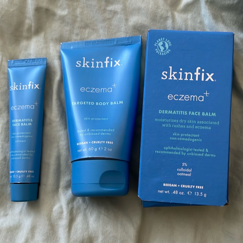 3 Skinfix products (eczema dermatitis face balm 0.48oz, targeted body balm 2oz)